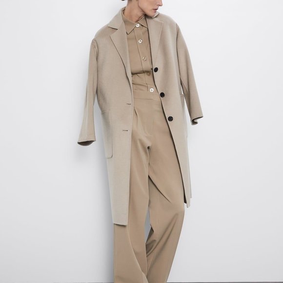 Zara Patch Pocket Wool Blend Coat - Picture 9 of 12